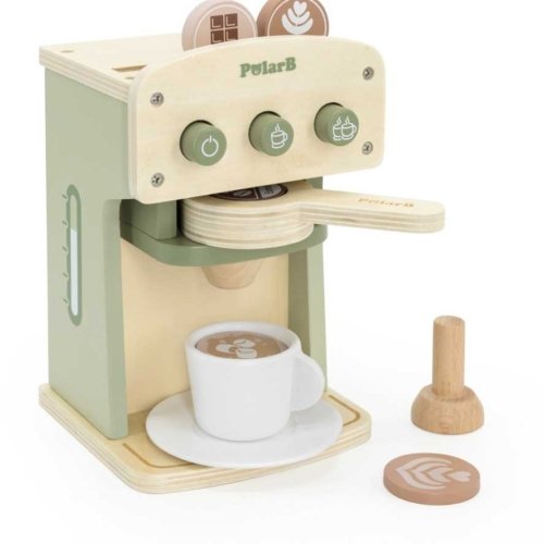 Viga Toys Medinis kavos virimo aparatas žalias + priedai