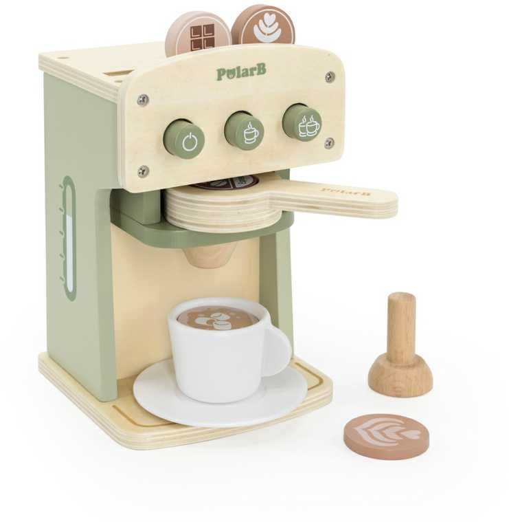 Viga Toys Medinis kavos virimo aparatas žalias + priedai