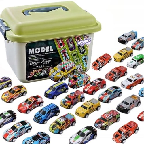 Woopie Lenktynių automobilių rinkinys dėžutėje. 30 vnt. + kilimėlis