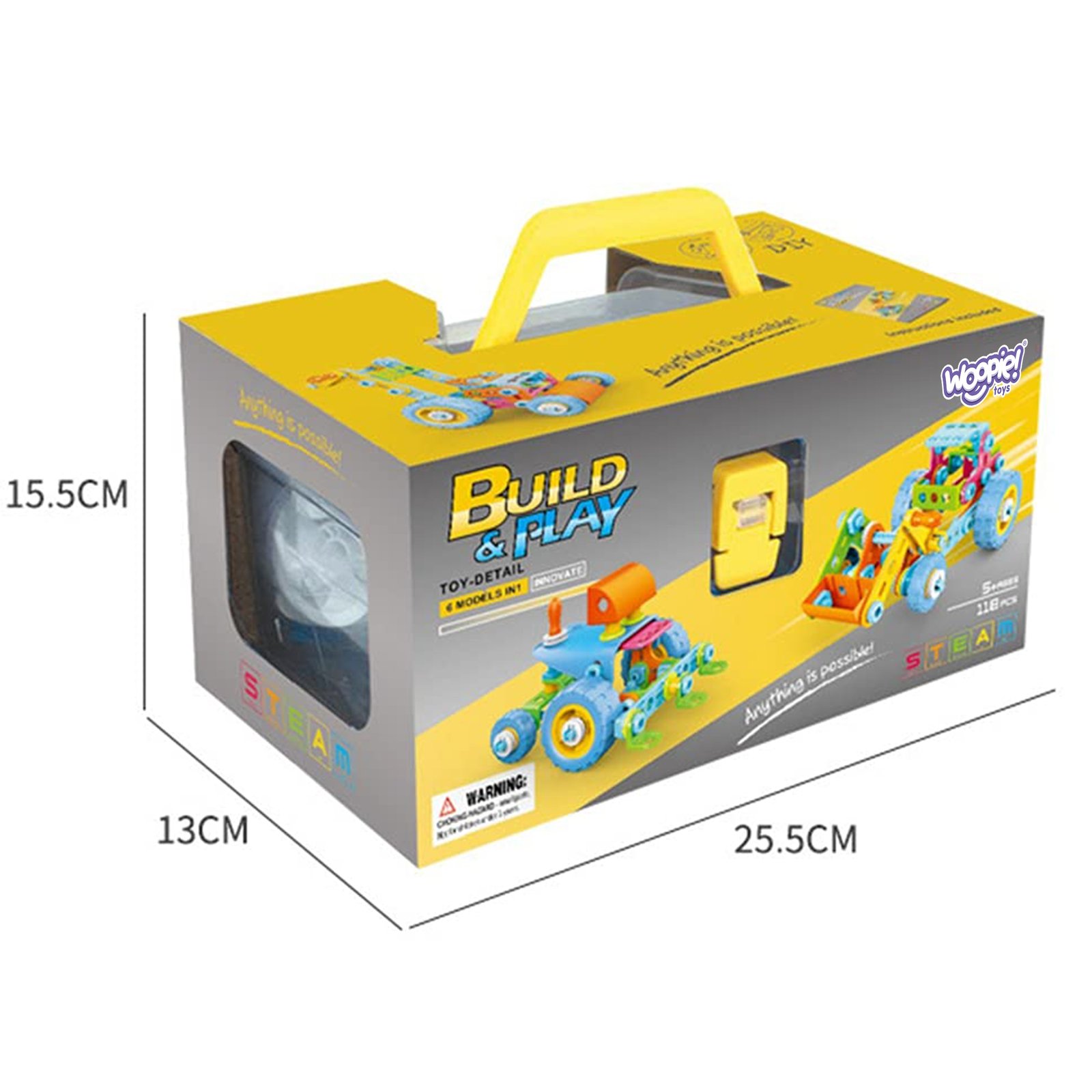 WOOPIE 6 in 1 STEM statybinės kaladėlės transporto priemonės rinkinys